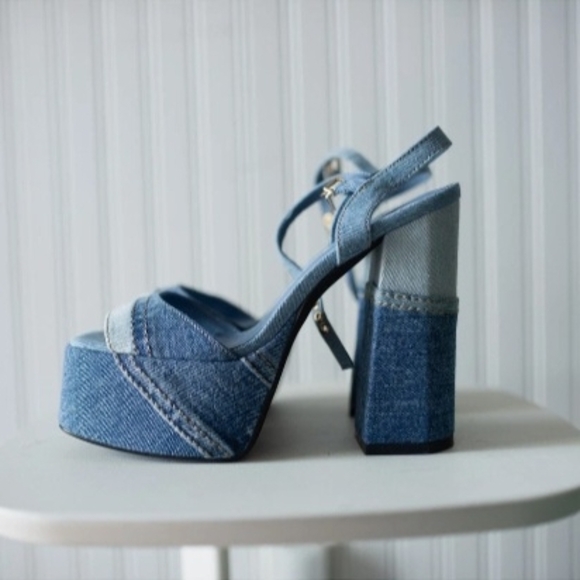NEW platform sandals in denim - Picture 5 of 14